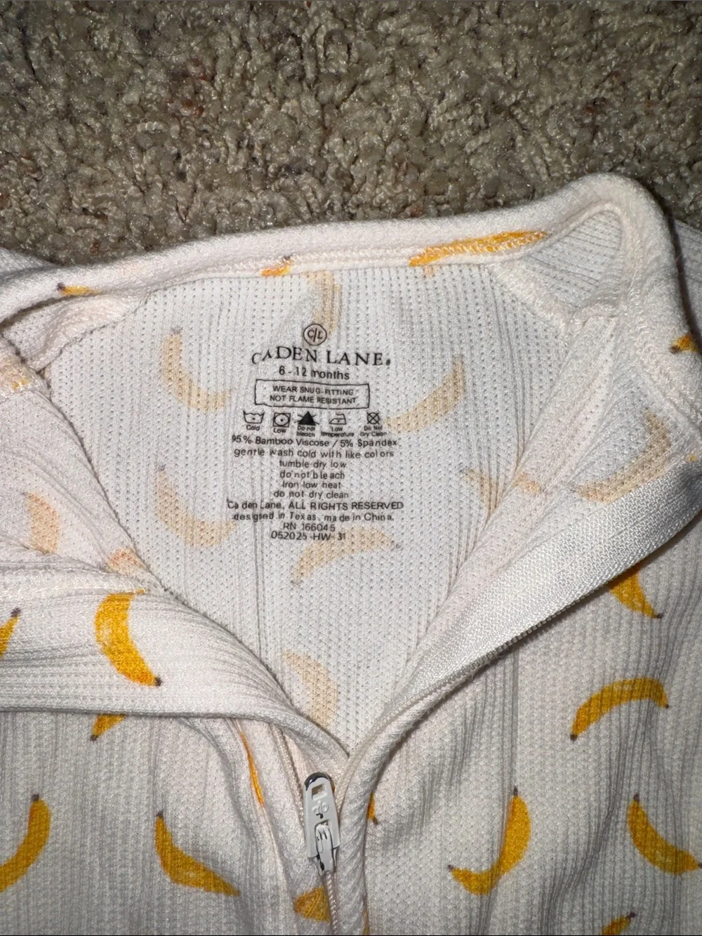 Kids White Banana-Print One-Piece Pajamas